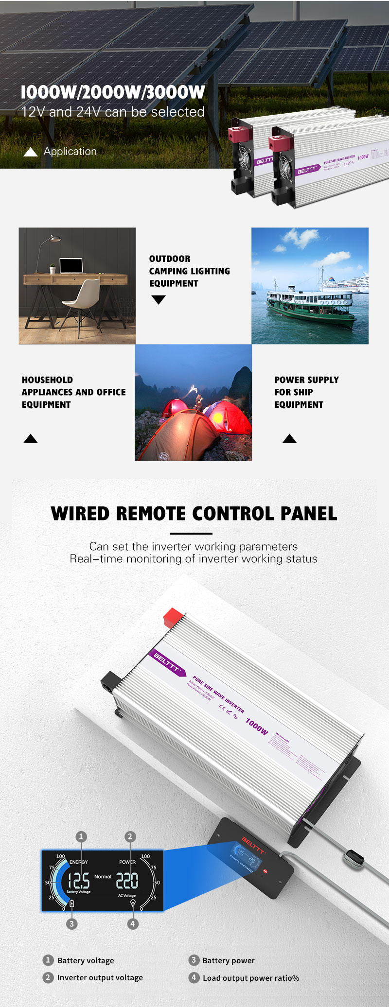 BELTTT 1000W 2000W 3000W inverter